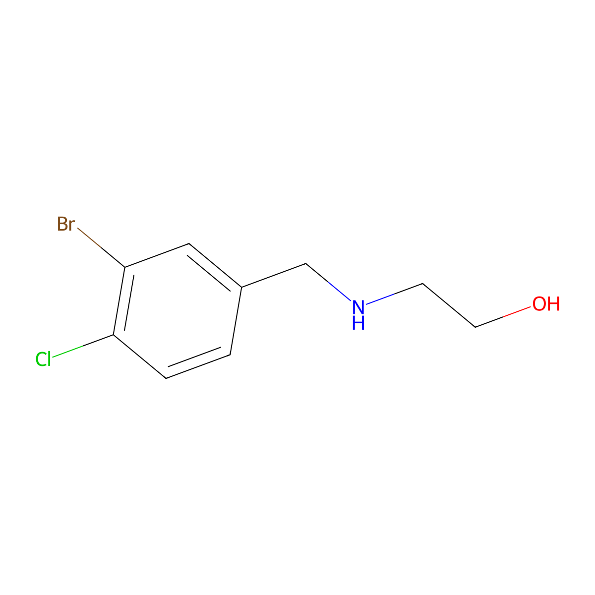 2-{[(3-Bromo-4-chlorophenyl)methyl]amino}ethan-1-ol molecular structure, CAS 1512573-15-7