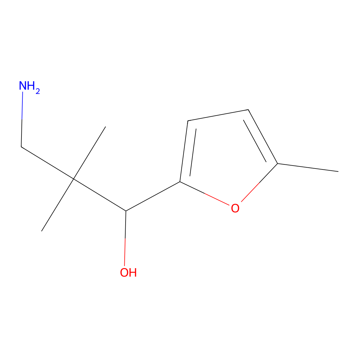 3-Amino-2,2-dimethyl-1-(5-methylfuran-2-yl)propan-1-ol molecular structure, CAS 1512574-39-8