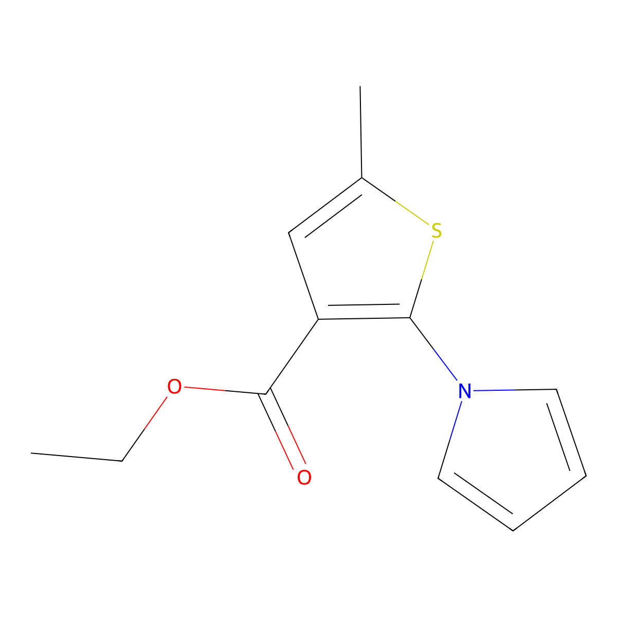 ethyl 5-methyl-2-(1H-pyrrol-1-yl)thiophene-3-carboxylate molecular structure, CAS 151258-64-9