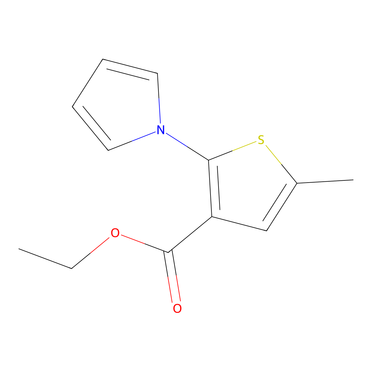 ethyl 5-methyl-2-(1H-pyrrol-1-yl)thiophene-3-carboxylate molecular structure, CAS 151258-64-9