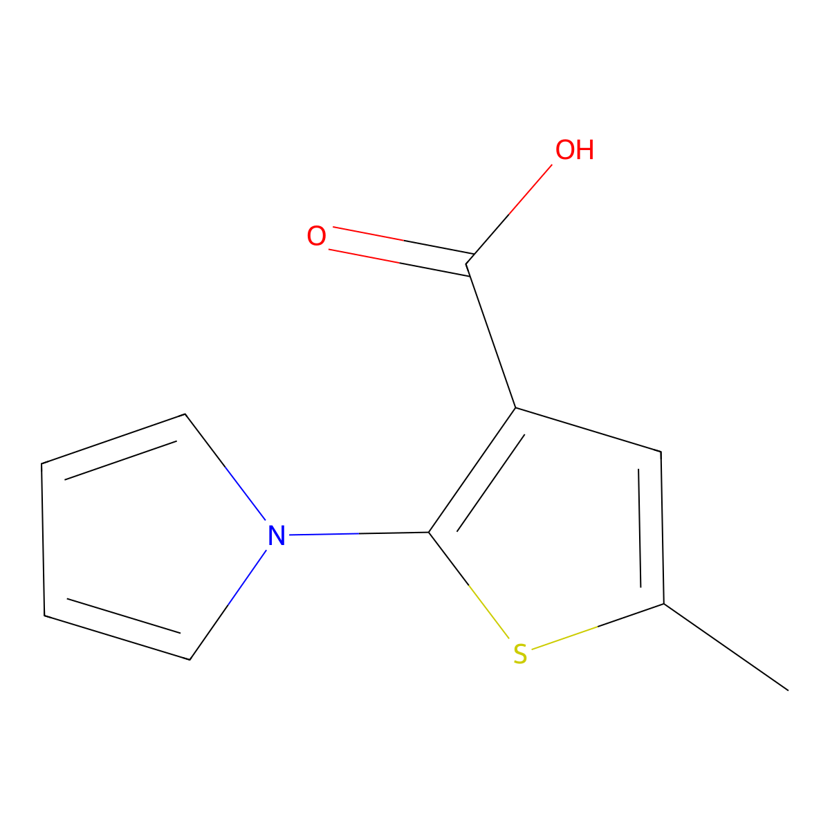 5-Methyl-2-pyrrol-1-yl-thiophene-3-carboxylic acid molecular structure, CAS 151258-67-2