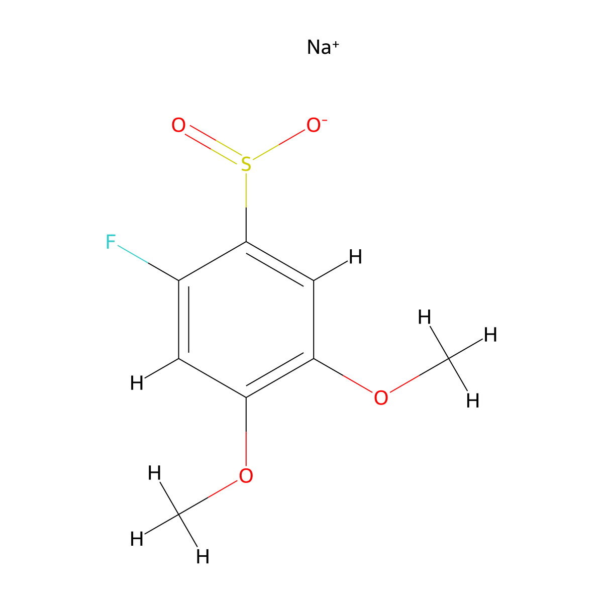 Sodium 2-fluoro-4,5-dimethoxybenzene-1-sulfinate molecular structure, CAS 1512592-80-1