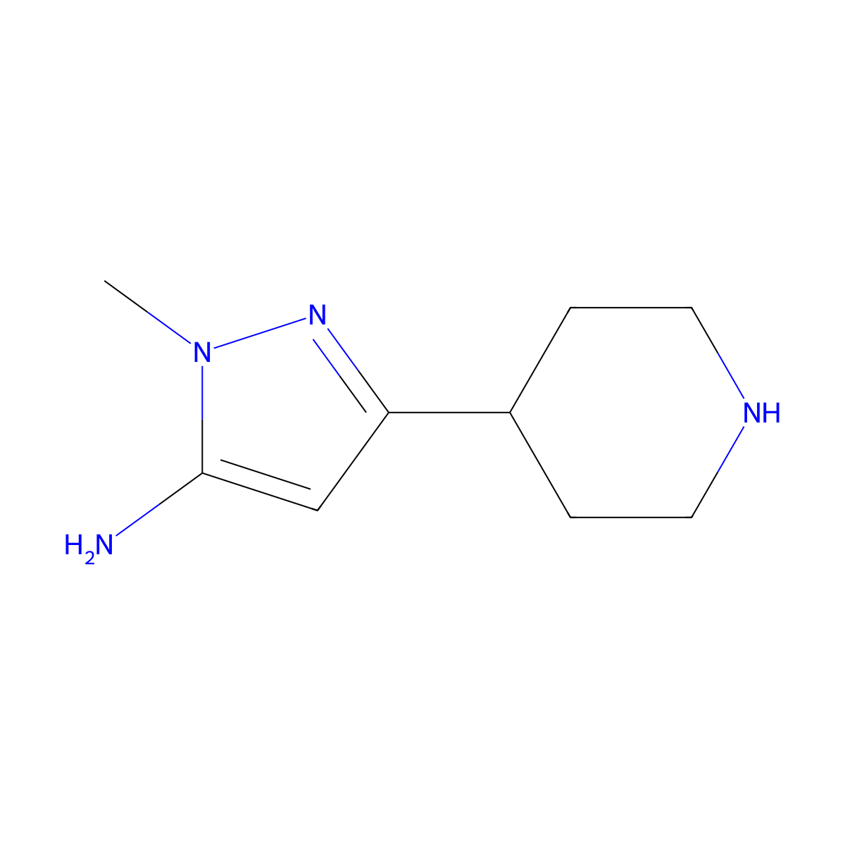 1-methyl-3-(piperidin-4-yl)-1H-pyrazol-5-amine molecular structure, CAS 1512596-24-5