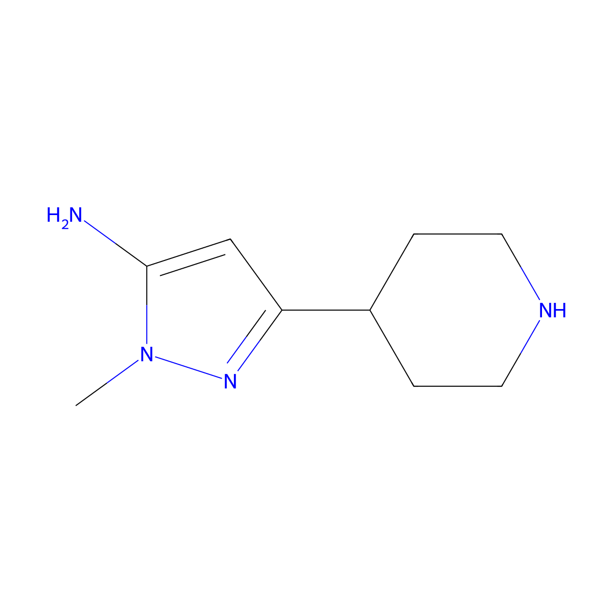 1-methyl-3-(piperidin-4-yl)-1H-pyrazol-5-amine molecular structure, CAS 1512596-24-5