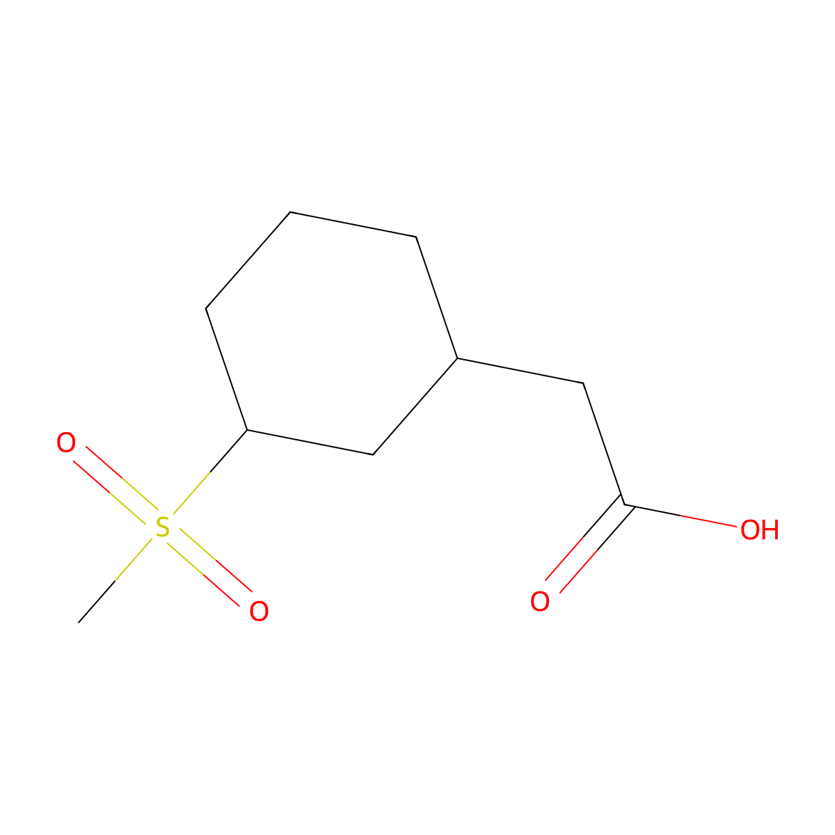 2-(3-Methanesulfonylcyclohexyl)acetic acid molecular structure, CAS 1512600-52-0