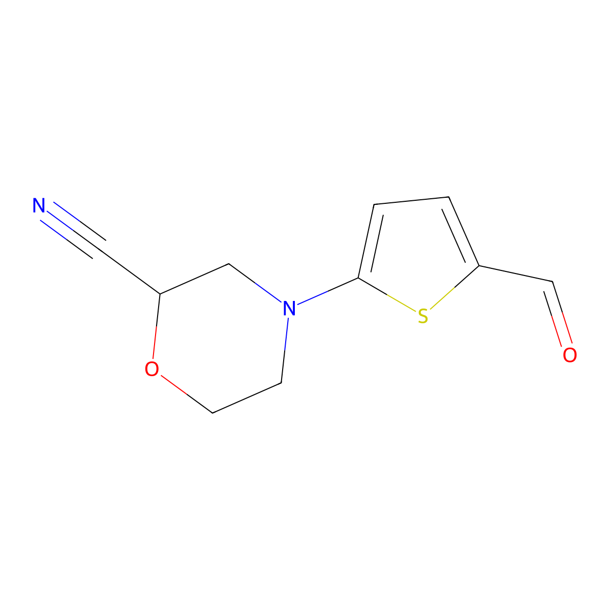 4-(5-Formylthiophen-2-YL)morpholine-2-carbonitrile molecular structure, CAS 1512604-28-2