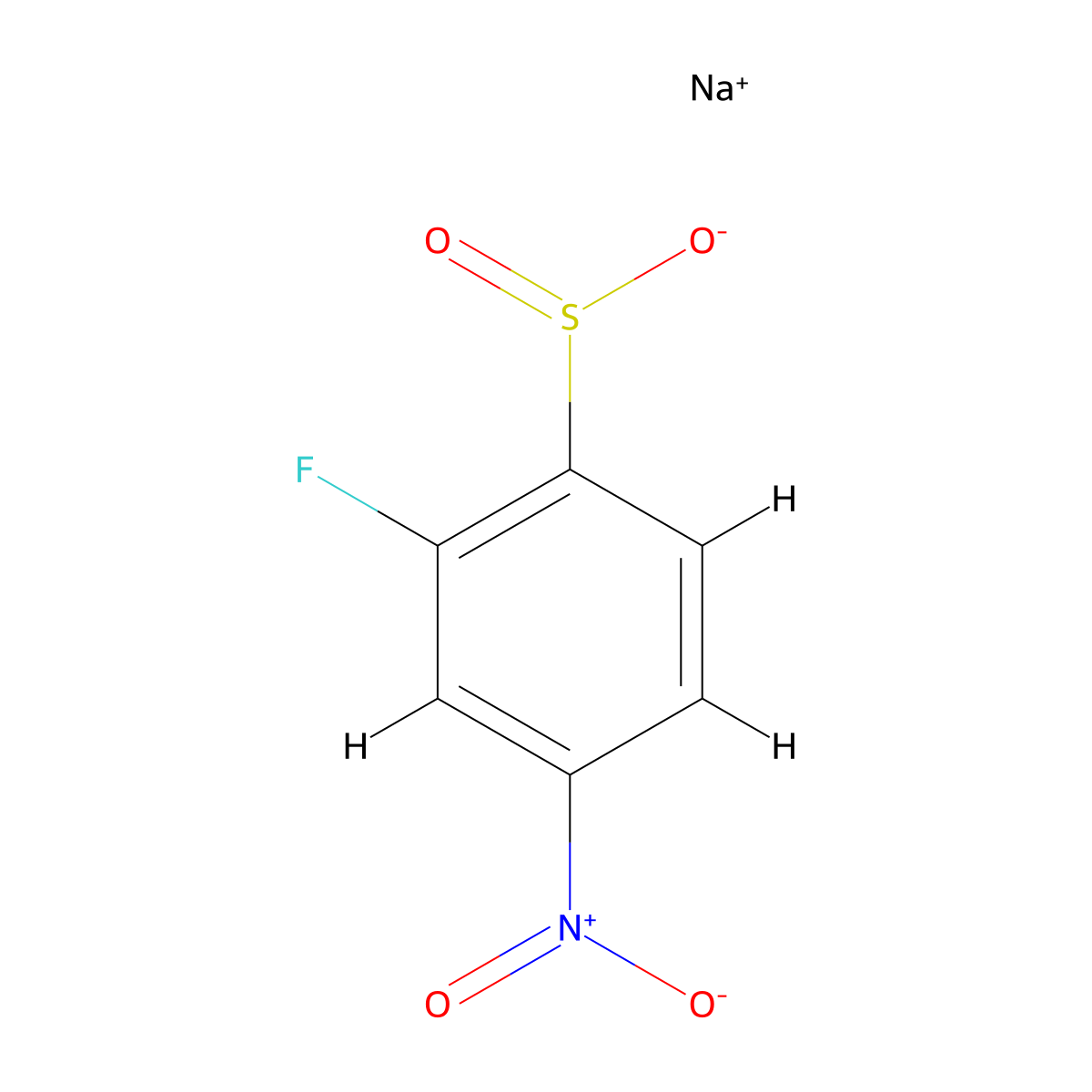 Sodium 2-fluoro-4-nitrobenzene-1-sulfinate molecular structure, CAS 1512617-58-1