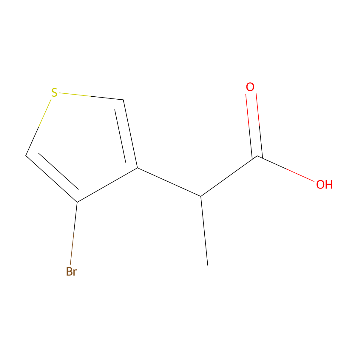 2-(4-Bromothiophen-3-yl)propanoic acid molecular structure, CAS 1512630-28-2