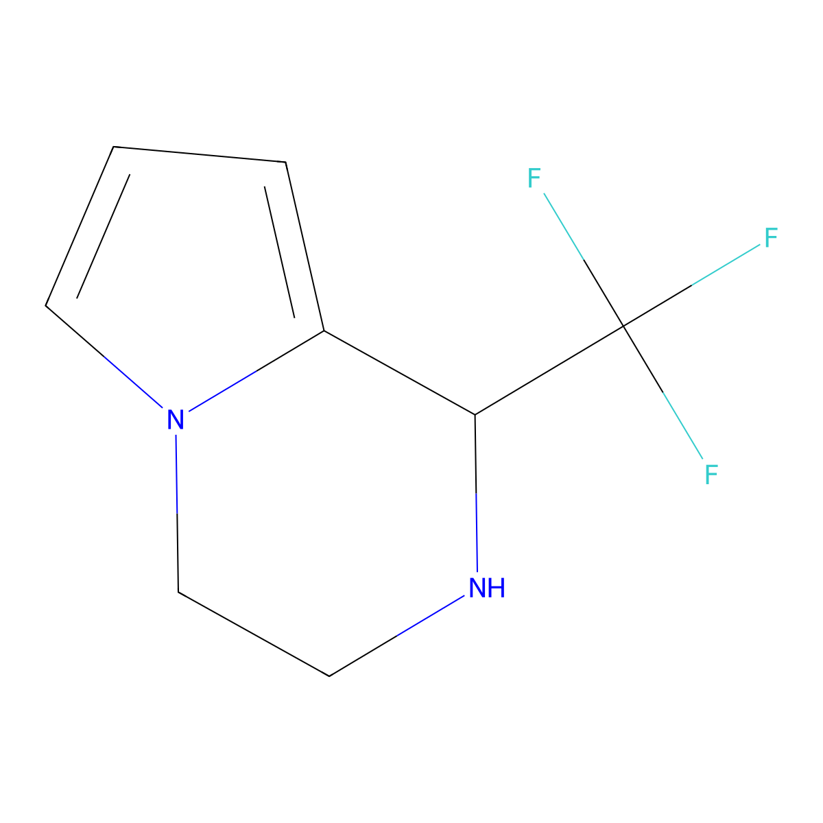 1-(trifluoromethyl)-1H,2H,3H,4H-pyrrolo[1,2-a]pyrazine molecular structure, CAS 1512643-31-0