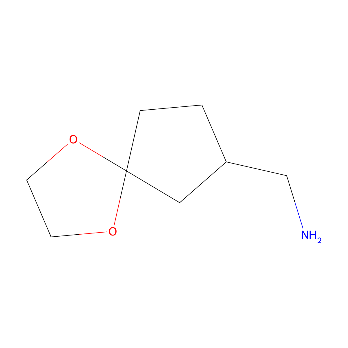 1-(1,4-Dioxaspiro(4.4)nonan-7-yl)methanamine molecular structure, CAS 1512644-89-1