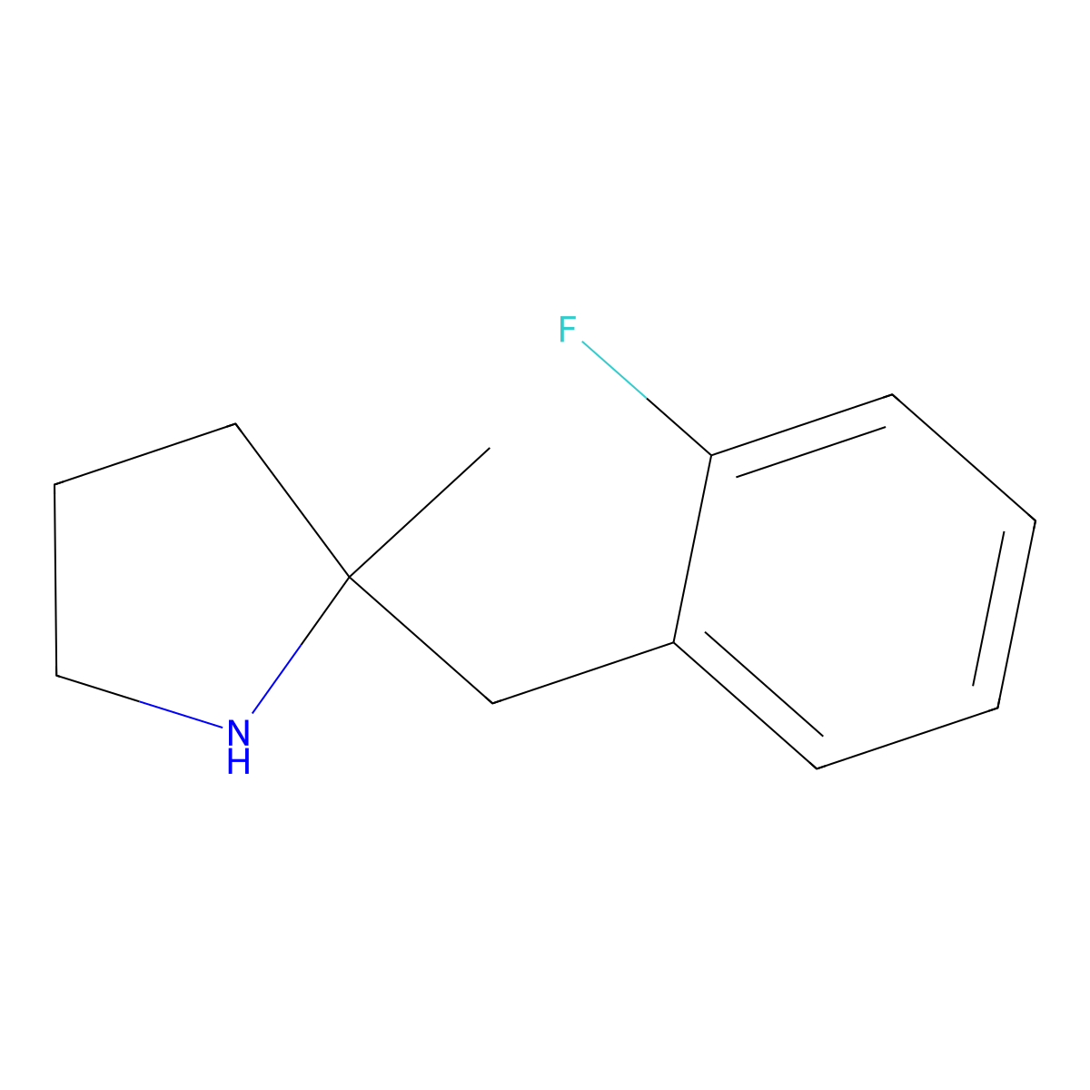 2-[(2-Fluorophenyl)methyl]-2-methylpyrrolidine molecular structure, CAS 1512648-78-0