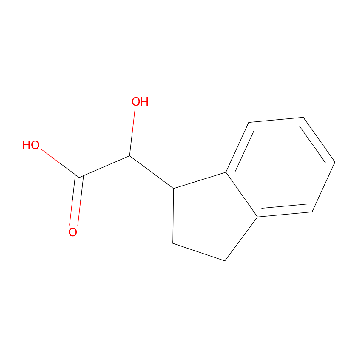 2-(2,3-dihydro-1H-inden-1-yl)-2-hydroxyacetic acid molecular structure, CAS 1512650-56-4