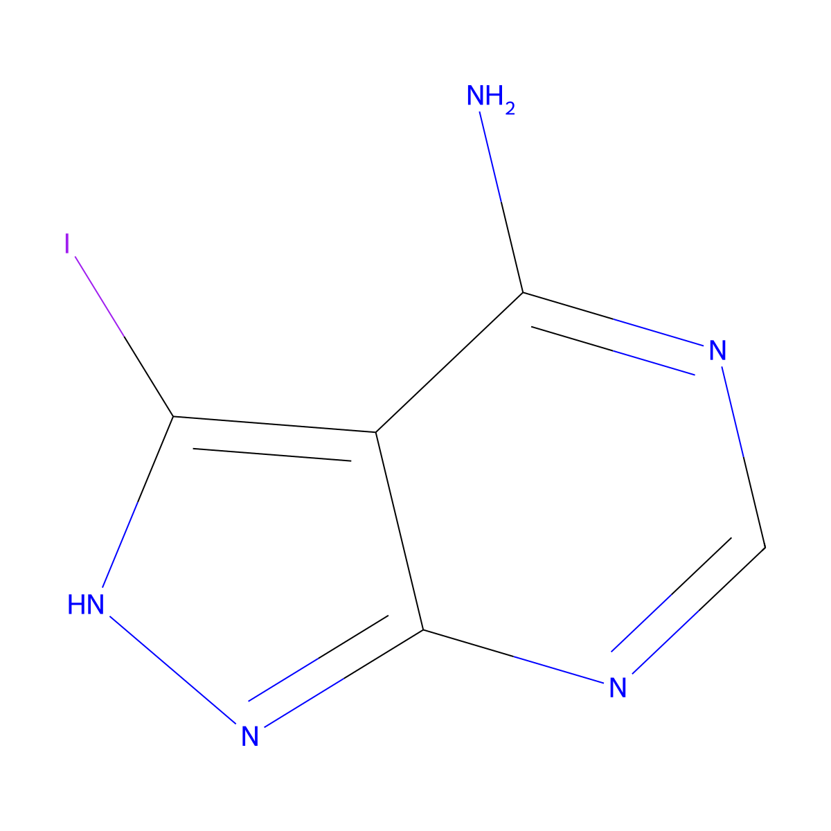 3-iodo-1H-pyrazolo(3,4-d)pyrimidin-4-amine molecular structure, CAS 151266-23-8