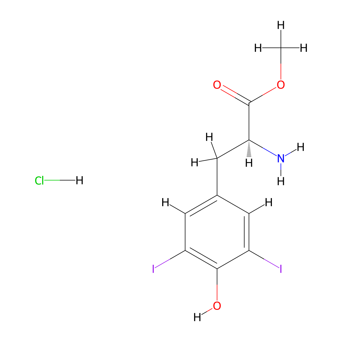 3,5-Diiodotyrosine methyl ester hydrochloride, L- molecular structure, CAS 151266-48-7