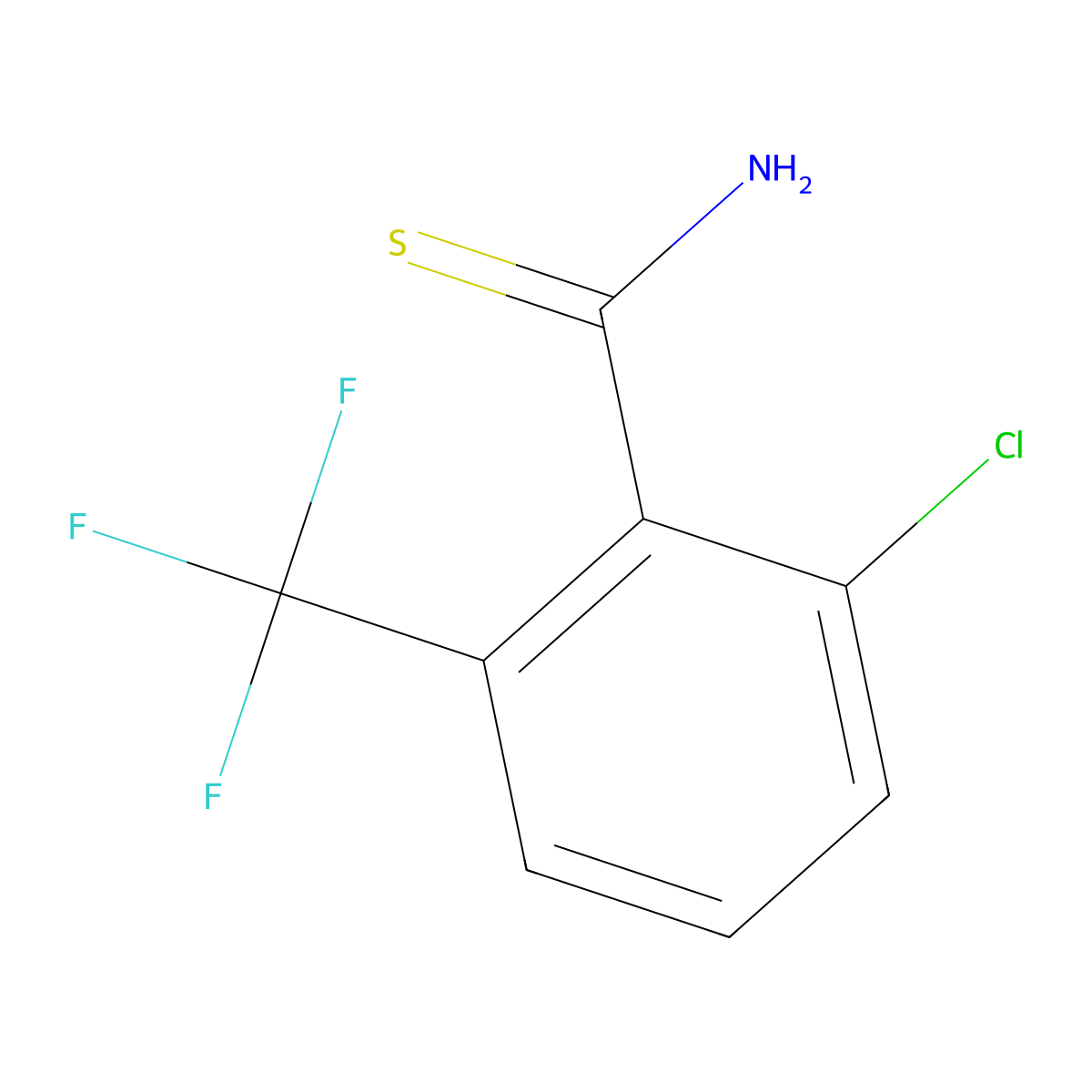 2-Chloro-6-(trifluoromethyl)benzene-1-carbothioamide molecular structure, CAS 1512675-49-8