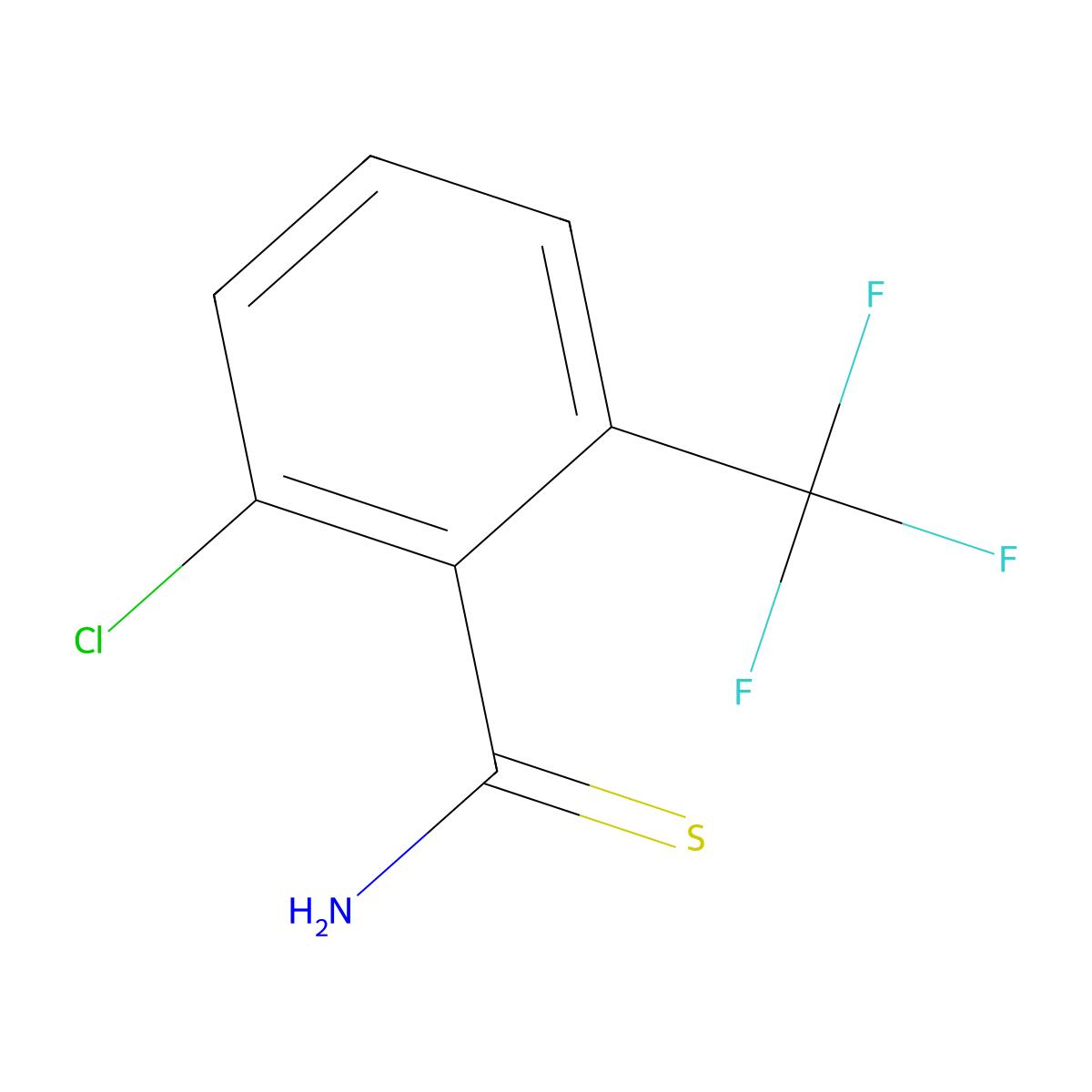 2-Chloro-6-(trifluoromethyl)benzene-1-carbothioamide molecular structure, CAS 1512675-49-8