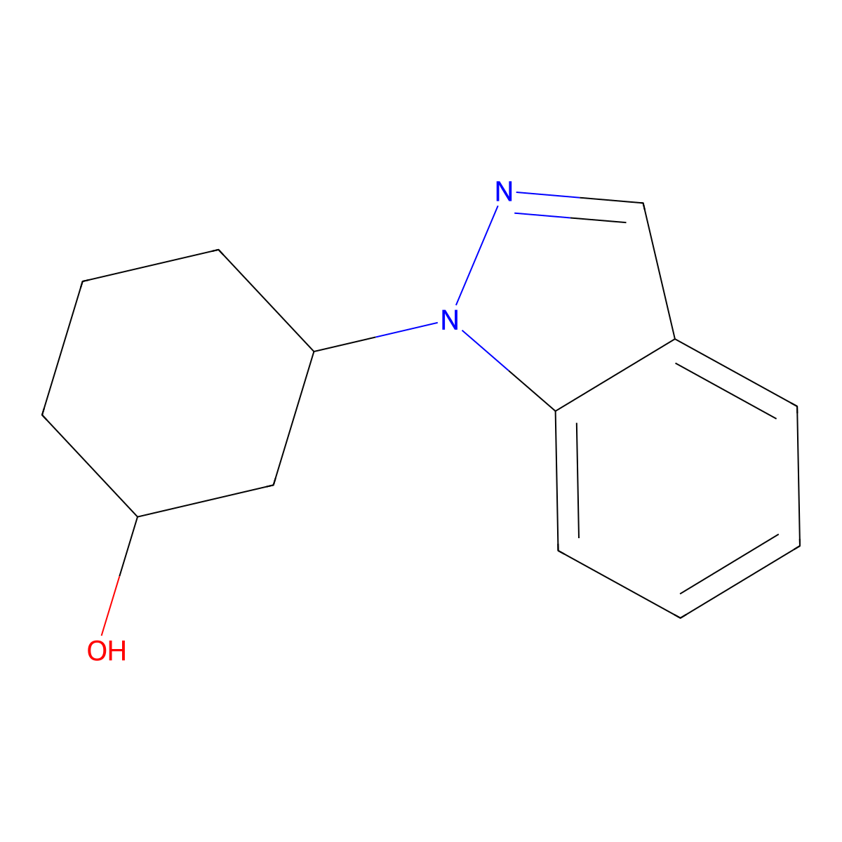 3-(1H-indazol-1-yl)cyclohexan-1-ol molecular structure, CAS 1512680-76-0