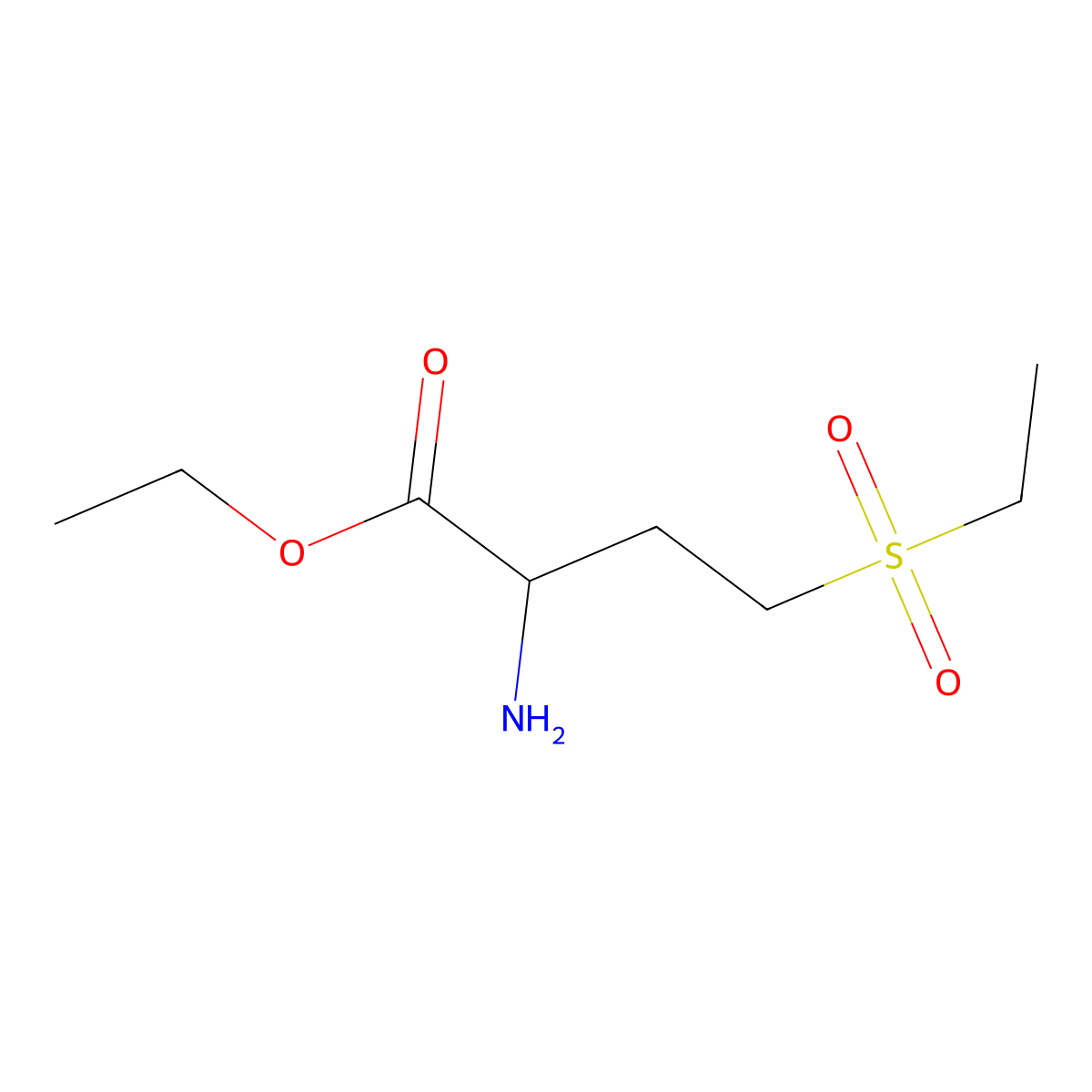 Ethyl 2-amino-4-(ethanesulfonyl)butanoate molecular structure, CAS 1512693-65-0