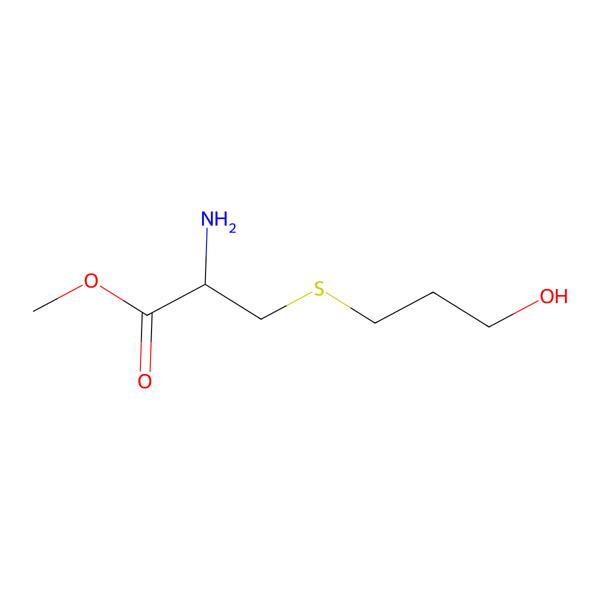 Methyl (2R)-2-amino-3-[(3-hydroxypropyl)sulfanyl]propanoate molecular structure, CAS 1512694-45-9