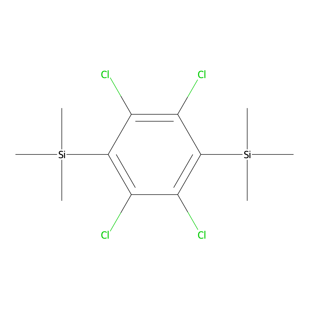 Silane, (2,3,5,6-tetrachloro-1,4-phenylene)bis[trimethyl- molecular structure, CAS 15127-70-5