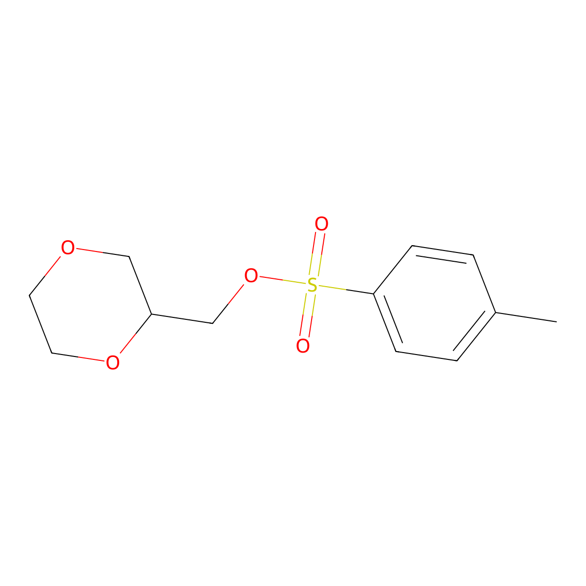 (+/-)-(1,4-Dioxan-2-YL)methyl 4-methylbenzenesulfonate molecular structure, CAS 1512718-16-9