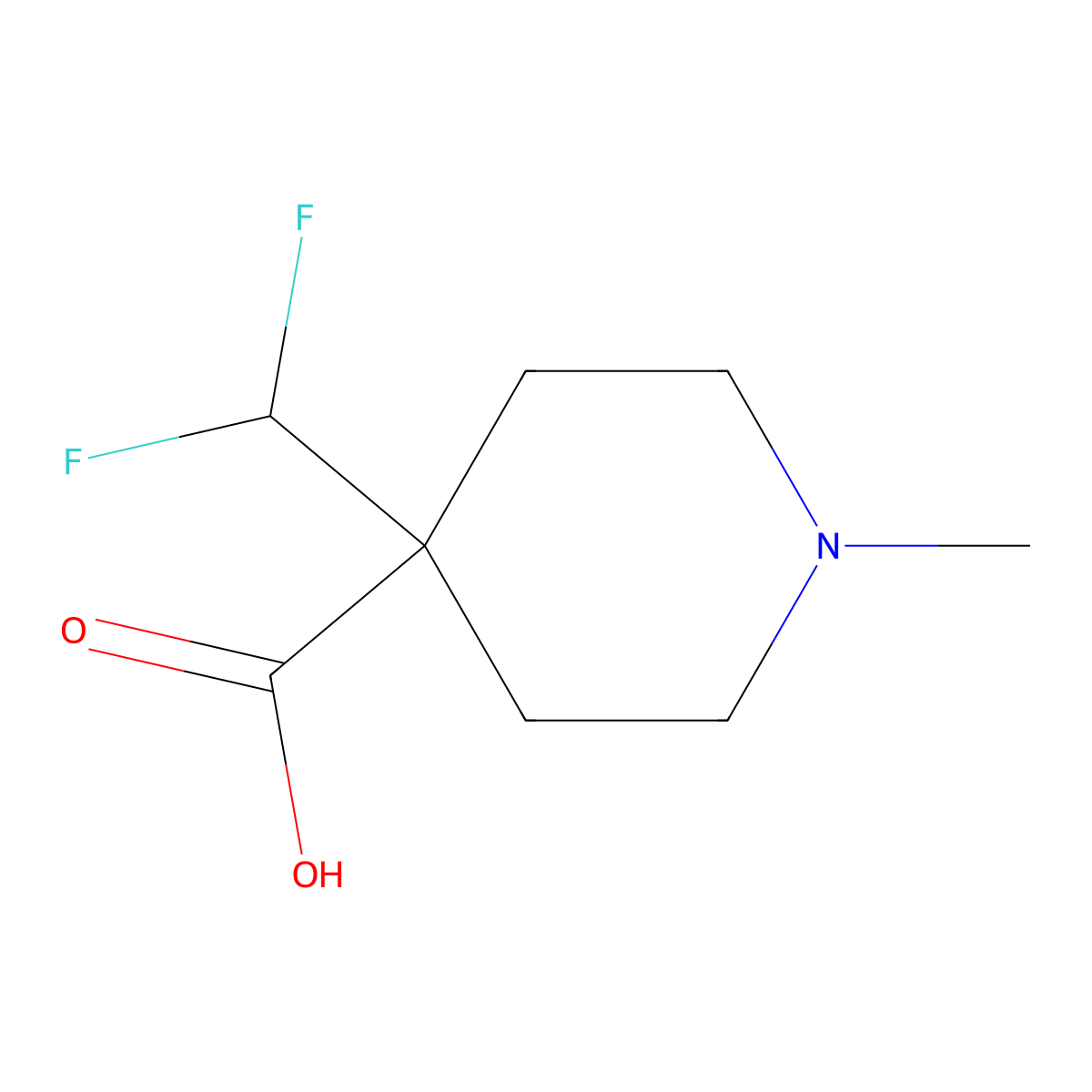 4-(Difluoromethyl)-1-methylpiperidine-4-carboxylic acid molecular structure, CAS 1512720-21-6