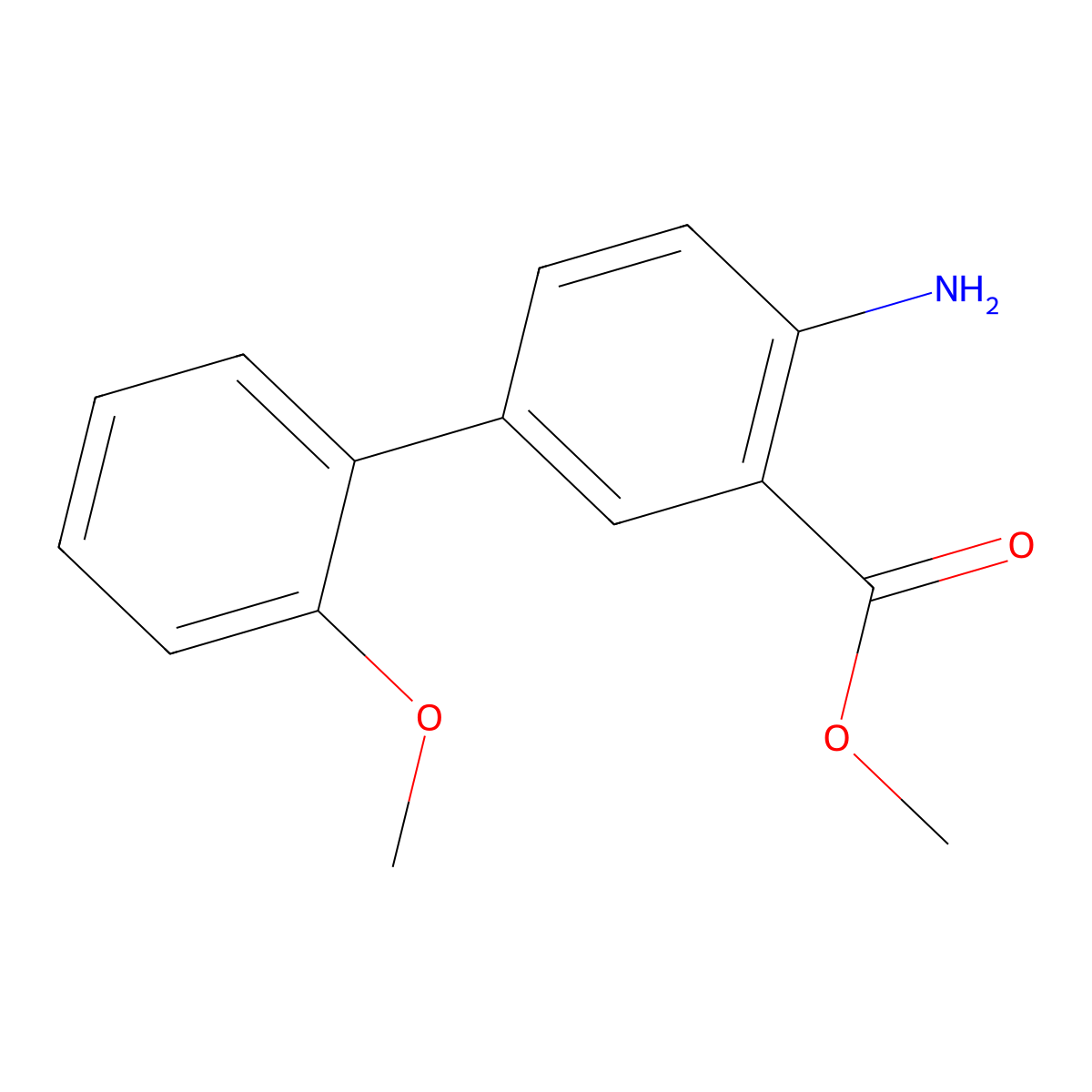 Methyl 4-amino-2'-methoxy-[1,1'-biphenyl]-3-carboxylate molecular structure, CAS 1512734-70-1