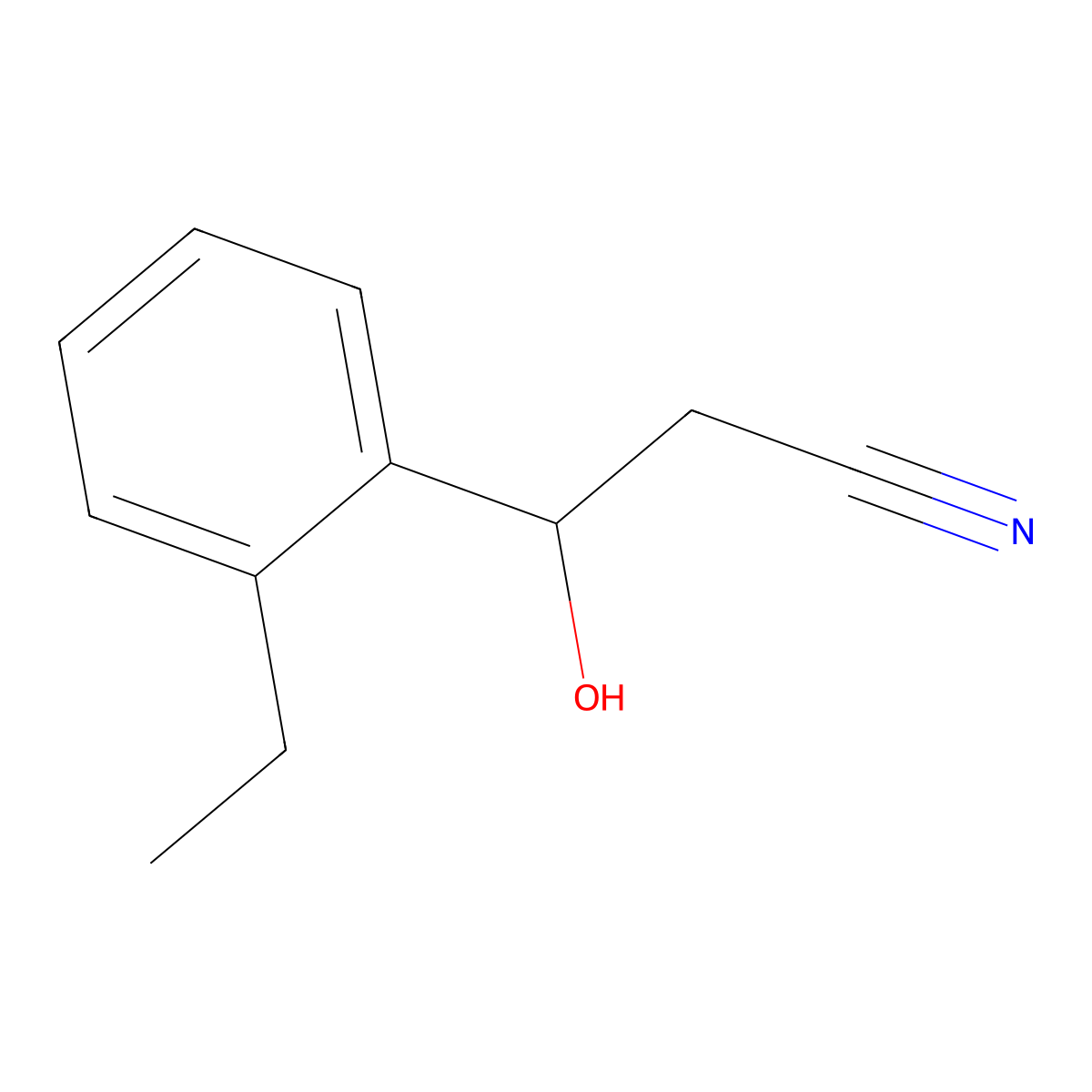 3-(2-Ethylphenyl)-3-hydroxypropanenitrile molecular structure, CAS 1512740-82-7
