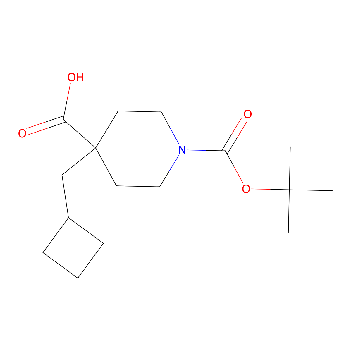 1-(tert-Butoxycarbonyl)-4-(cyclobutylmethyl)piperidine-4-carboxylic acid molecular structure, CAS 1512770-23-8