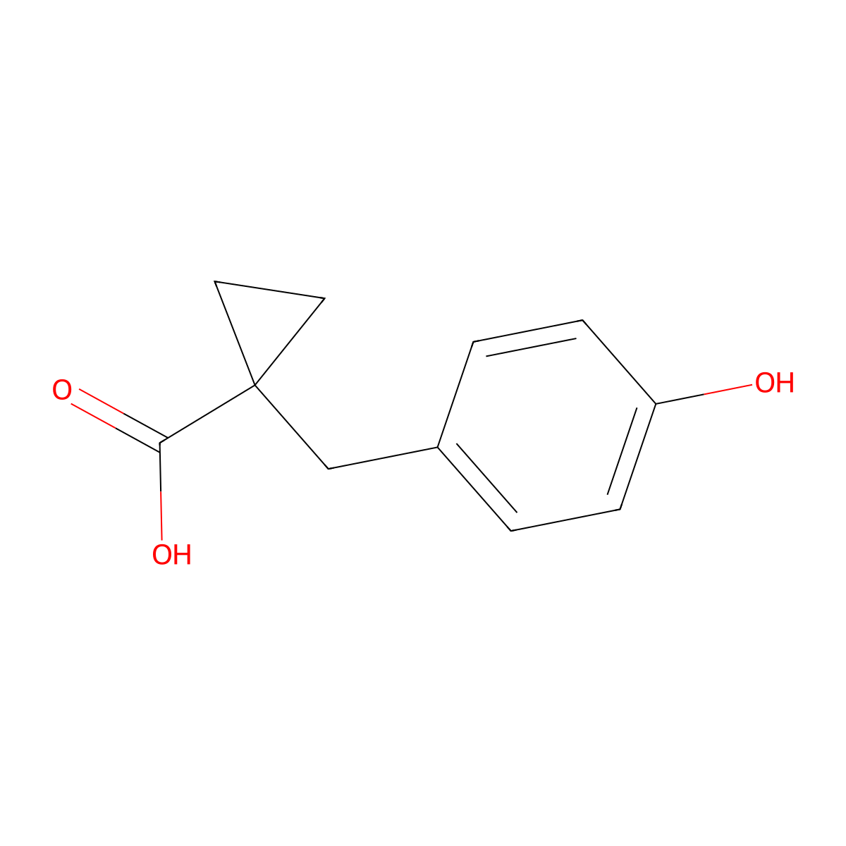1-[(4-Hydroxyphenyl)methyl]cyclopropane-1-carboxylic acid molecular structure, CAS 1512778-52-7