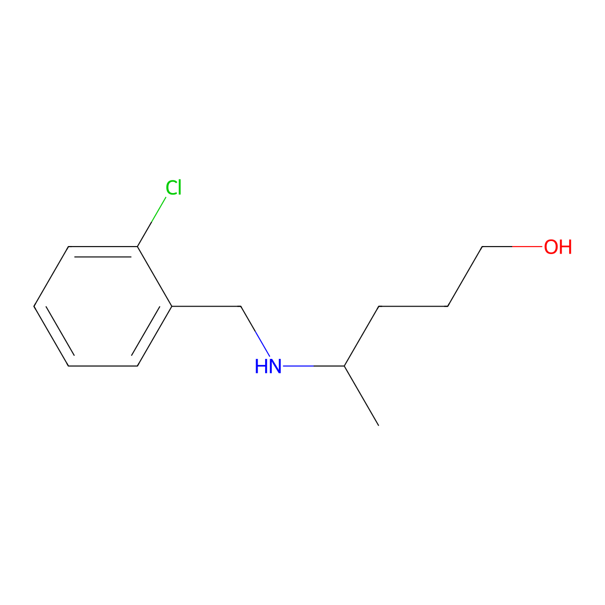 4-{[(2-Chlorophenyl)methyl]amino}pentan-1-ol molecular structure, CAS 1512796-75-6
