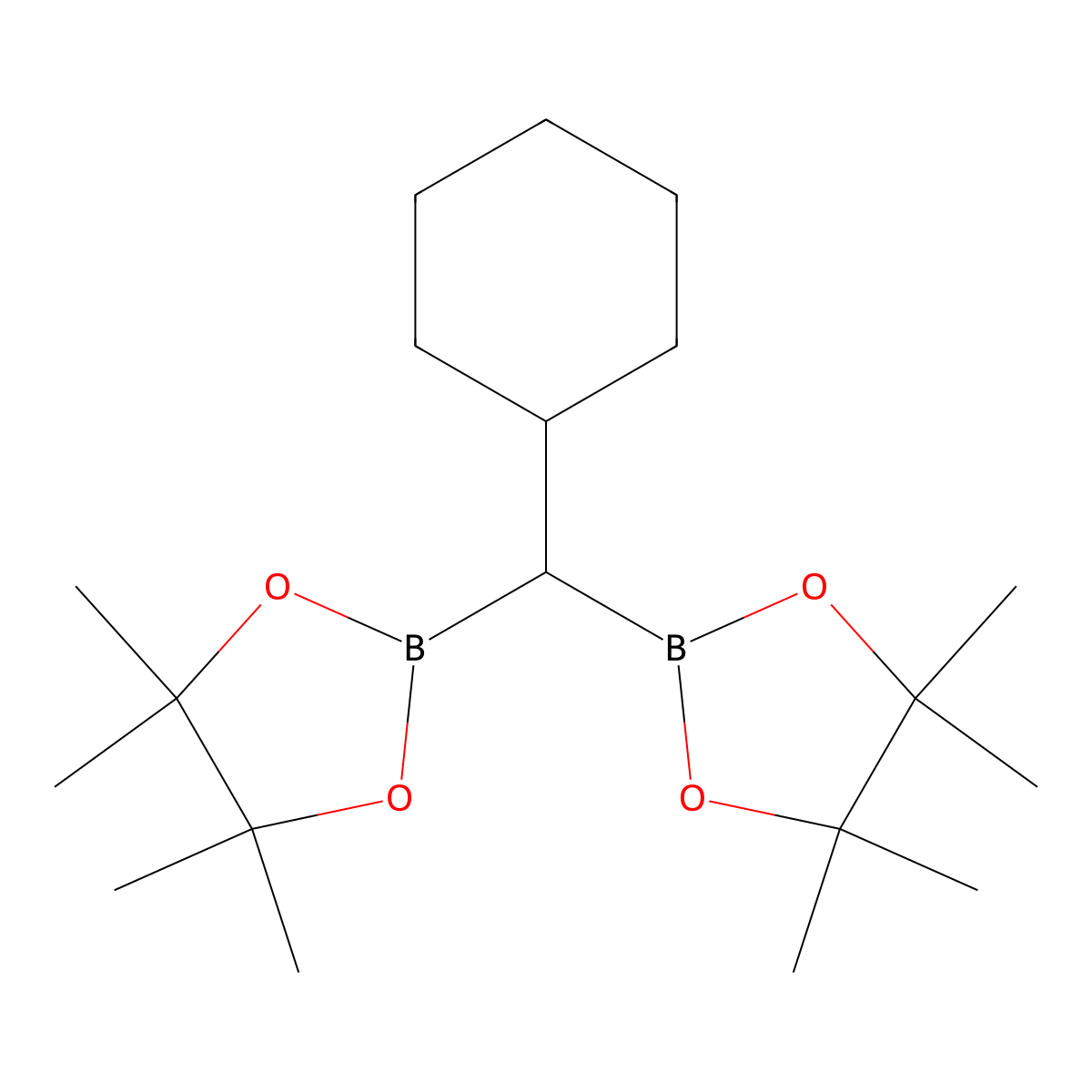 2-[Cyclohexyl(4,4,5,5-tetramethyl-1,3,2-dioxaborolan-2-yl)methyl]-4,4,5,5-tetramethyl-1,3,2-dioxaborolane molecular structure, CAS 1512864-19-5