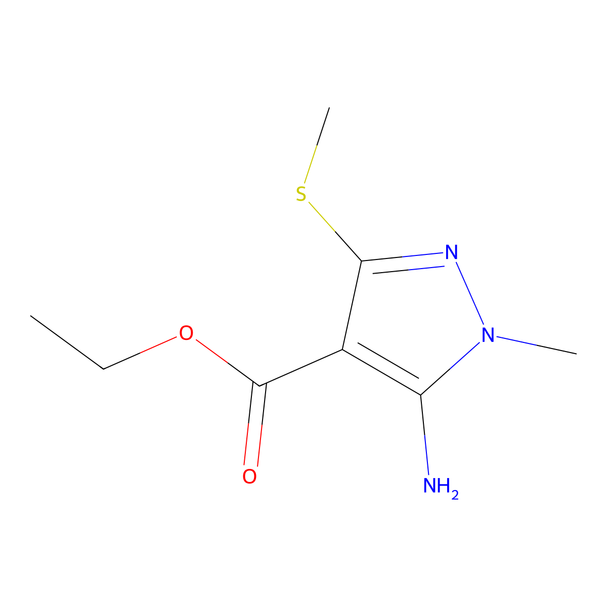 Ethyl 5-amino-1-methyl-3-(methylthio)-1H-pyrazole-4-carboxylate molecular structure, CAS 151290-84-5