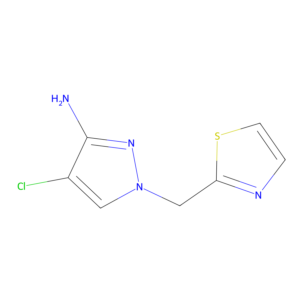 4-chloro-1-[(1,3-thiazol-2-yl)methyl]-1H-pyrazol-3-amine molecular structure, CAS 1512902-77-0