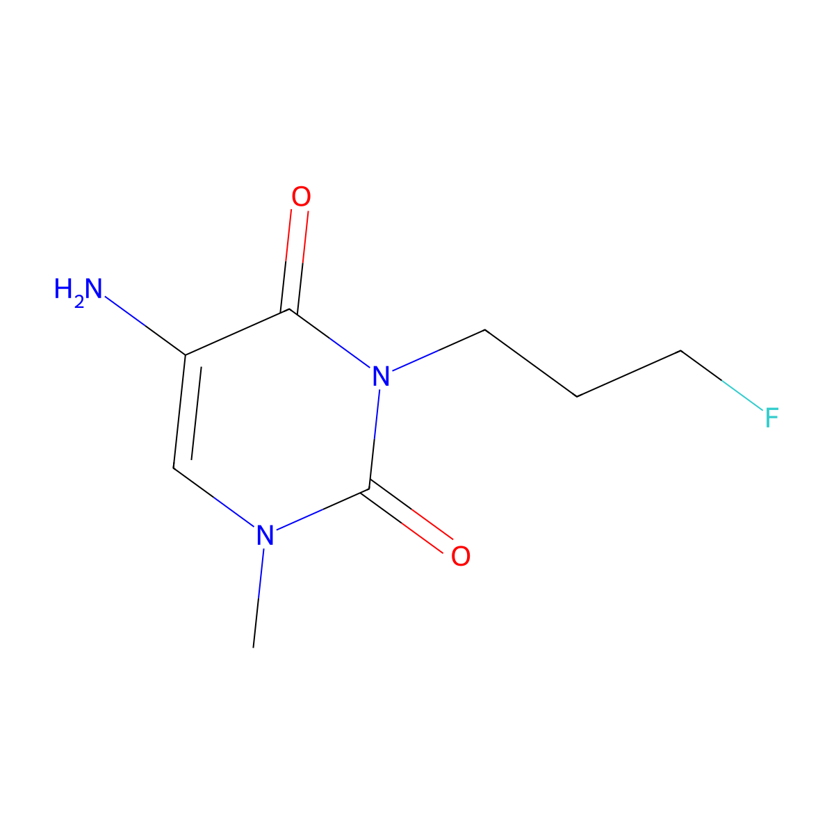 5-Amino-3-(3-fluoropropyl)-1-methyl-1,2,3,4-tetrahydropyrimidine-2,4-dion+ molecular structure, CAS 1512906-87-4