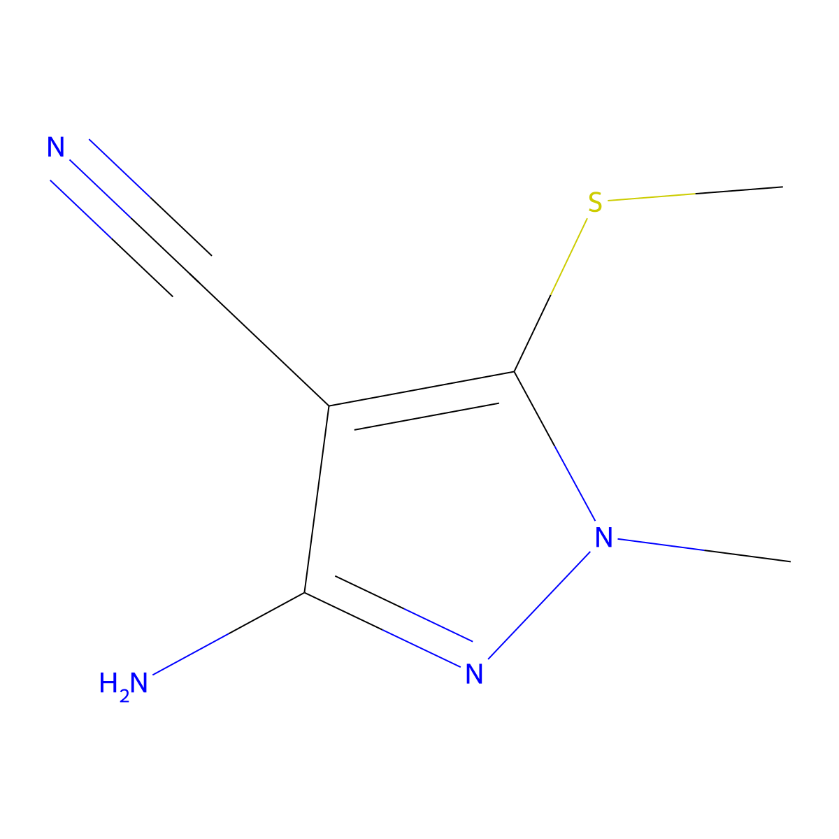 3-Amino-1-methyl-5-methylsulfanyl-1H-pyrazole-4-carbonitrile molecular structure, CAS 151291-05-3