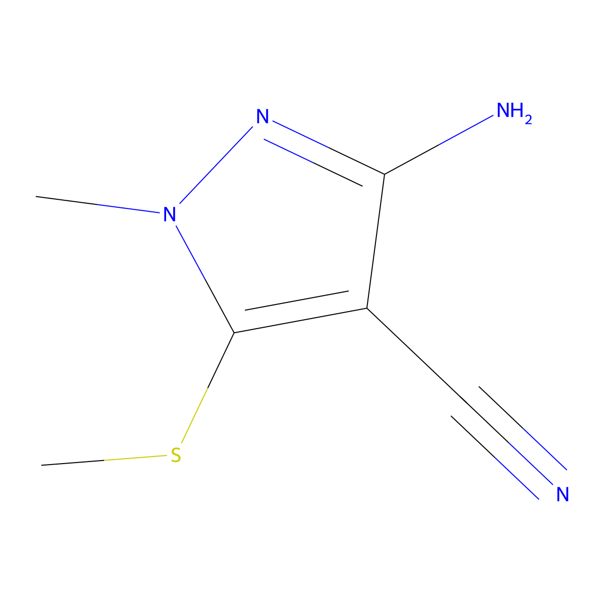 3-Amino-1-methyl-5-methylsulfanyl-1H-pyrazole-4-carbonitrile molecular structure, CAS 151291-05-3