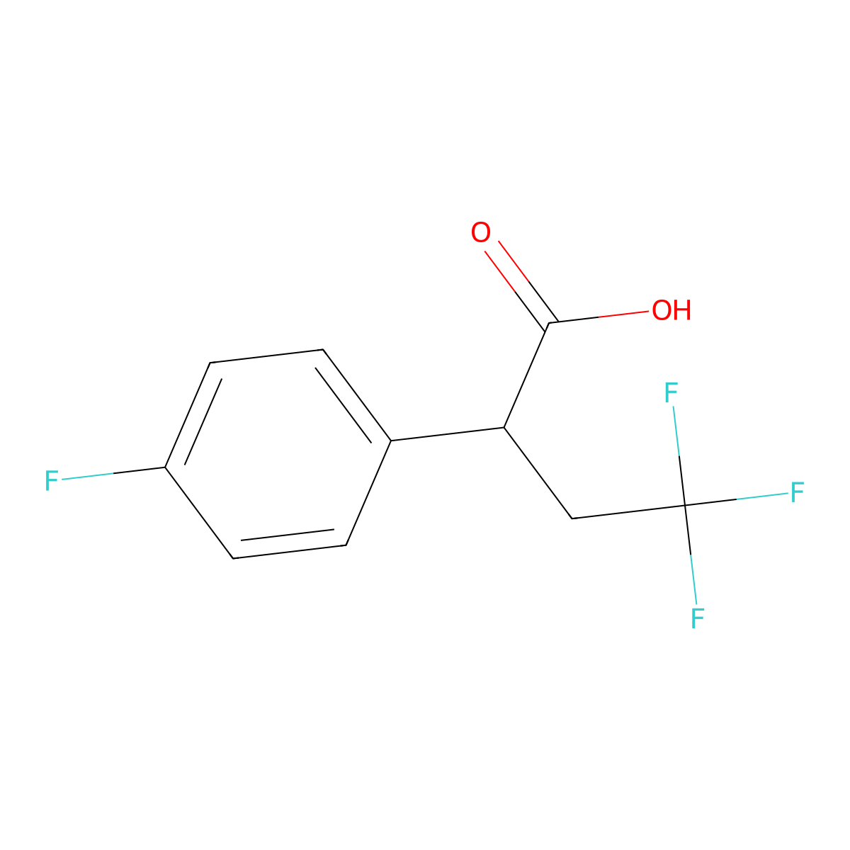 4,4,4-Trifluoro-2-(4-fluorophenyl)butanoic acid molecular structure, CAS 1512932-26-1