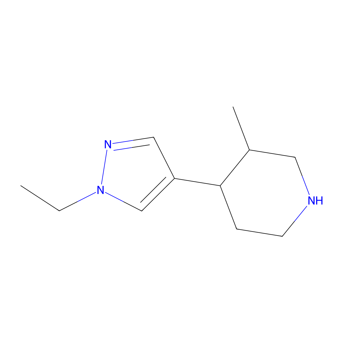 4-(1-ethyl-1H-pyrazol-4-yl)-3-methylpiperidine molecular structure, CAS 1512934-51-8