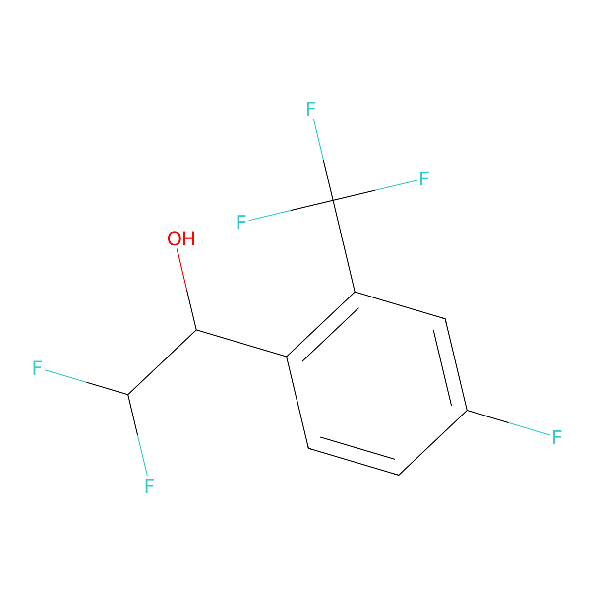 2,2-Difluoro-1-[4-fluoro-2-(trifluoromethyl)phenyl]ethan-1-ol molecular structure, CAS 1512937-91-5