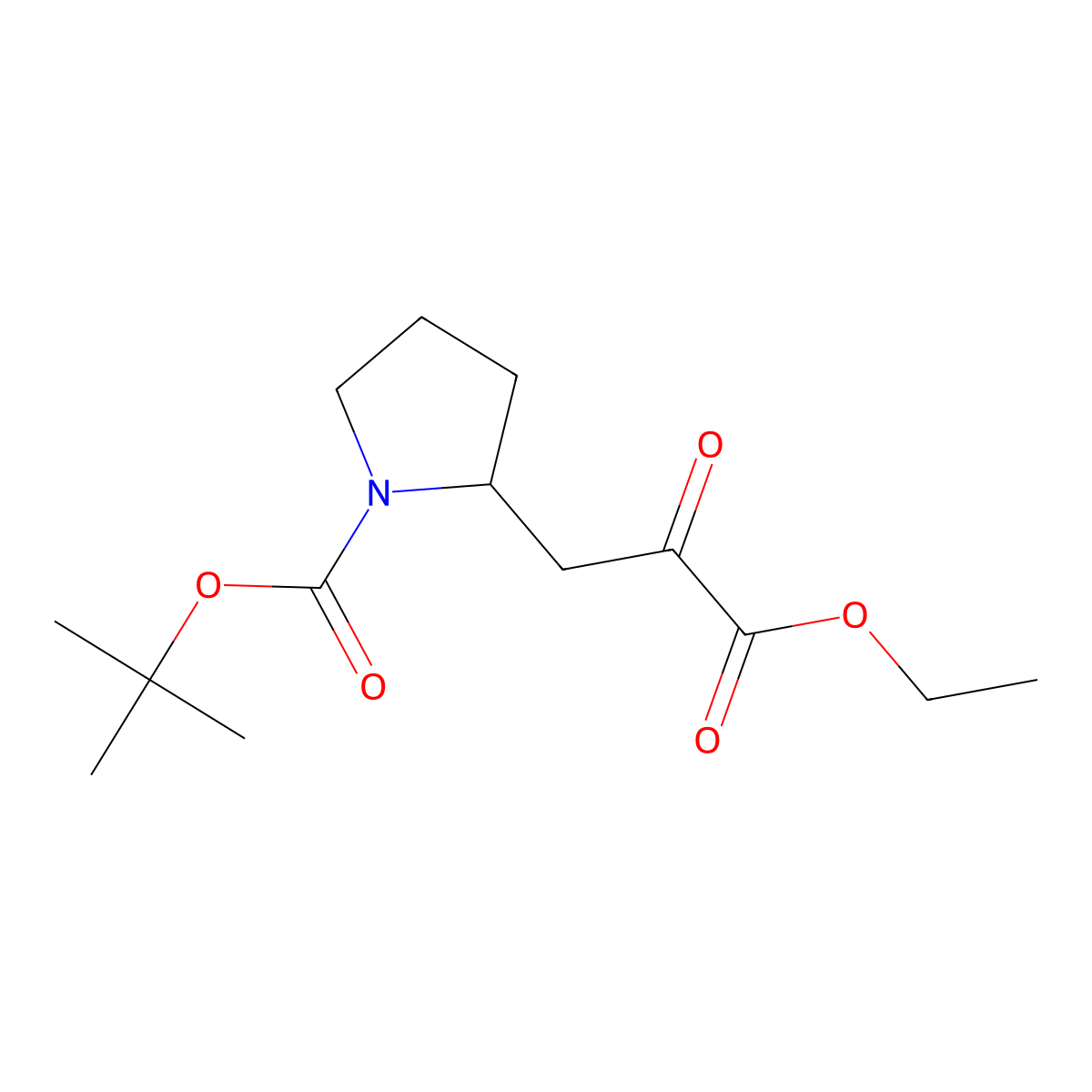tert-Butyl 2-(3-ethoxy-2,3-dioxopropyl)pyrrolidine-1-carboxylate molecular structure, CAS 1512946-99-4