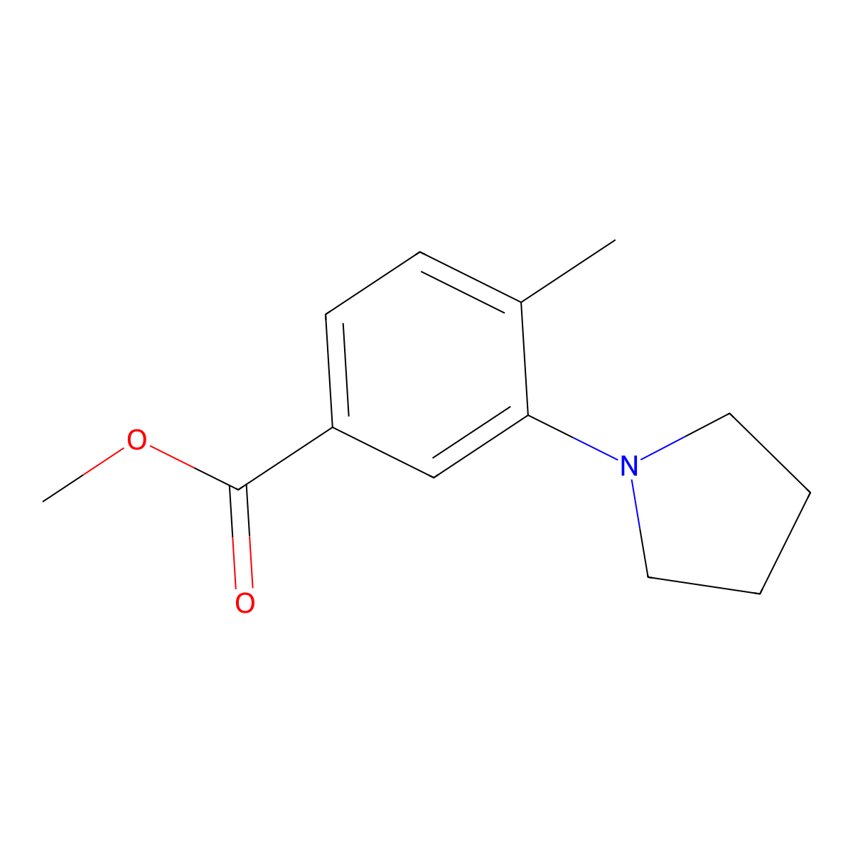 Methyl 4-methyl-3-(pyrrolidin-1-yl)benzoate molecular structure, CAS 151296-55-8