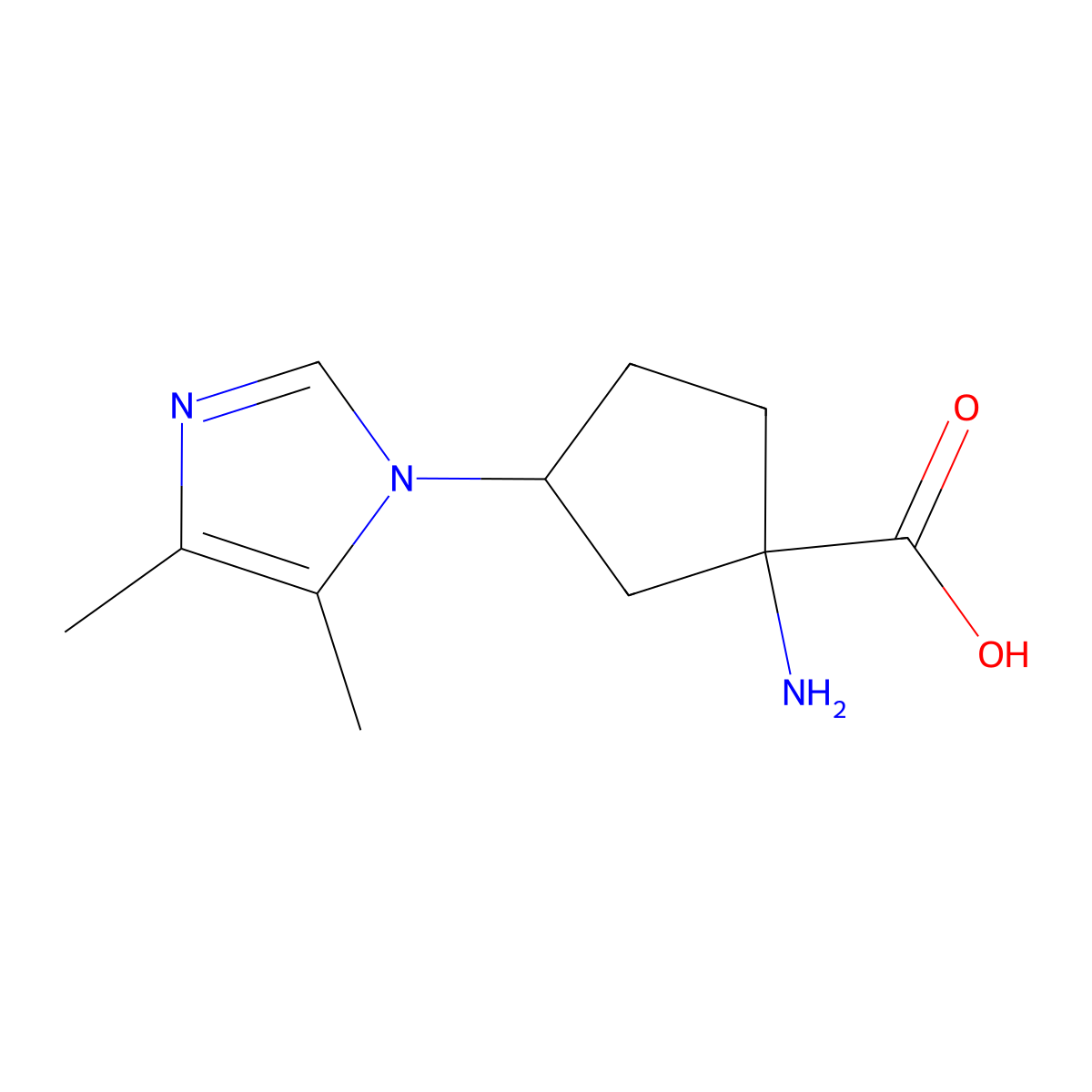 1-Amino-3-(4,5-dimethyl-1h-imidazol-1-yl)cyclopentane-1-carboxylic acid molecular structure, CAS 1512964-32-7