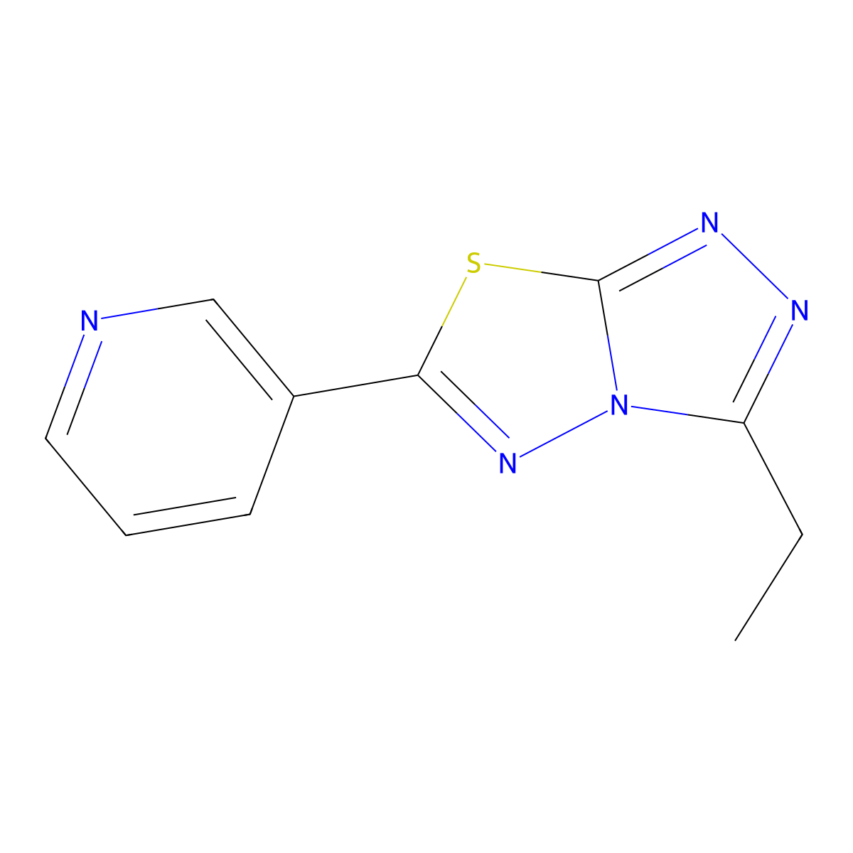 3-Ethyl-6-pyridin-3-yl-[1,2,4]triazolo[3,4-b][1,3,4]thiadiazole molecular structure, CAS 151297-68-6