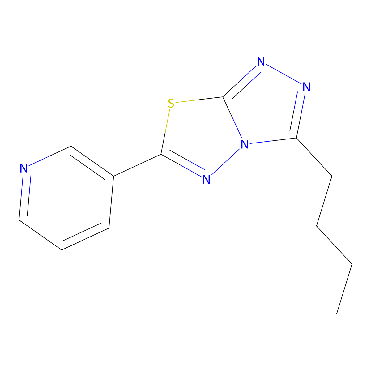 3-Butyl-6-(3-pyridinyl)[1,2,4]triazolo[3,4-b][1,3,4]thiadiazole molecular structure, CAS 151297-70-0