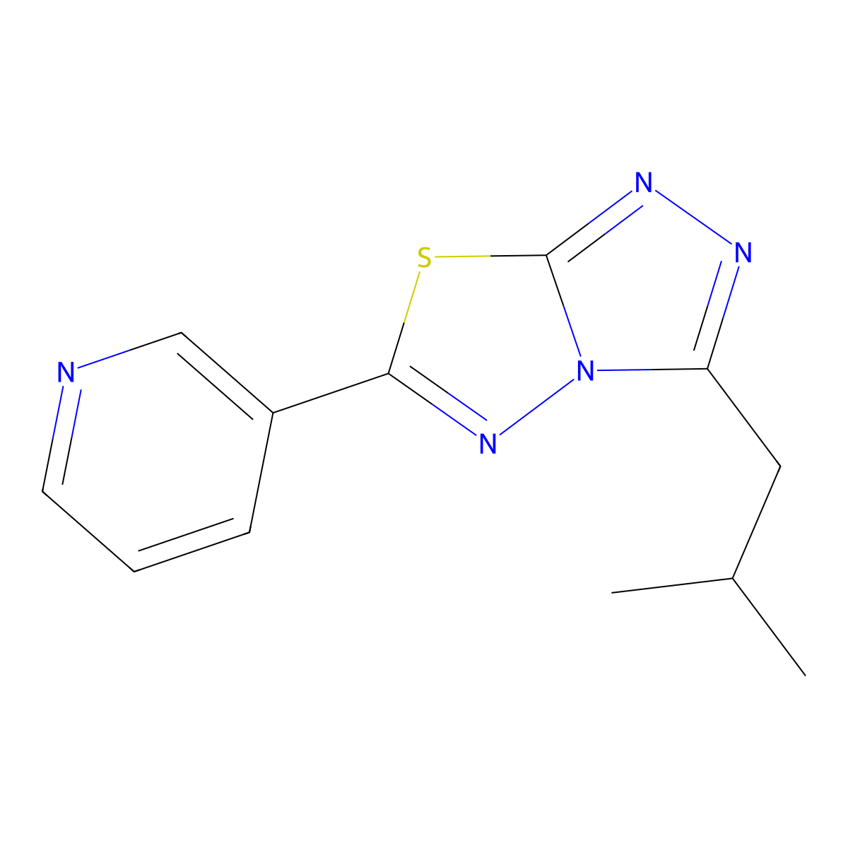 3-Isobutyl-6-(3-pyridinyl)[1,2,4]triazolo[3,4-b][1,3,4]thiadiazole molecular structure, CAS 151297-71-1