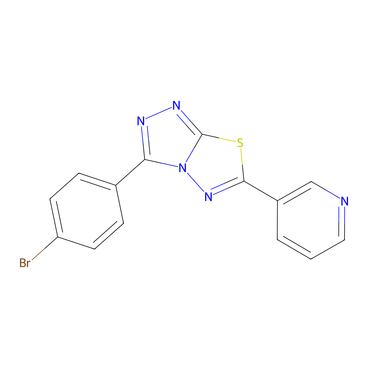 3-(4-Bromophenyl)-6-(3-pyridinyl)[1,2,4]triazolo[3,4-b][1,3,4]thiadiazole molecular structure, CAS 151297-77-7