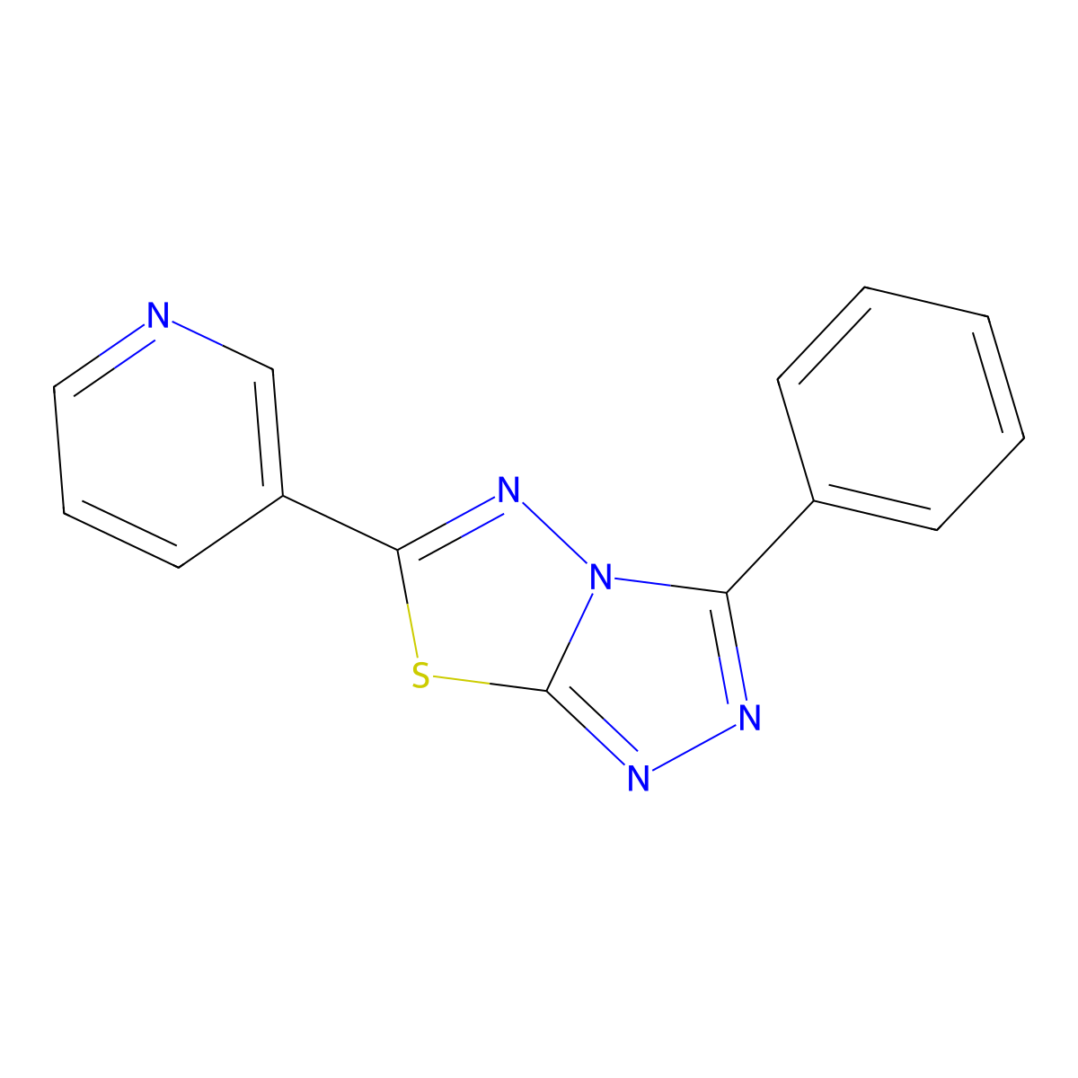 3-Phenyl-6-pyridin-3-yl-[1,2,4]triazolo[3,4-b][1,3,4]thiadiazole molecular structure, CAS 151297-82-4