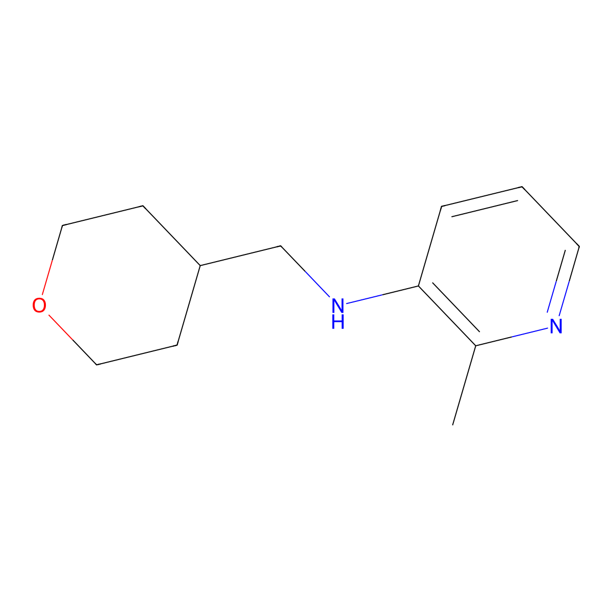 2-methyl-N-[(oxan-4-yl)methyl]pyridin-3-amine molecular structure, CAS 1512989-22-8