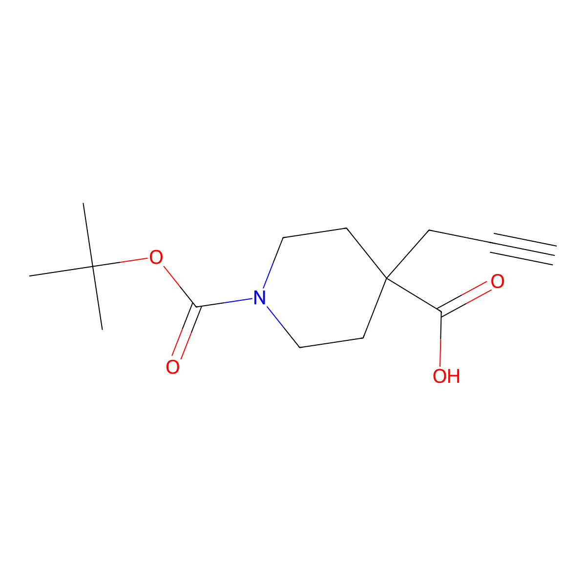 1-[(Tert-butoxy)carbonyl]-4-(prop-2-yn-1-yl)piperidine-4-carboxylic acid molecular structure, CAS 1513003-16-1